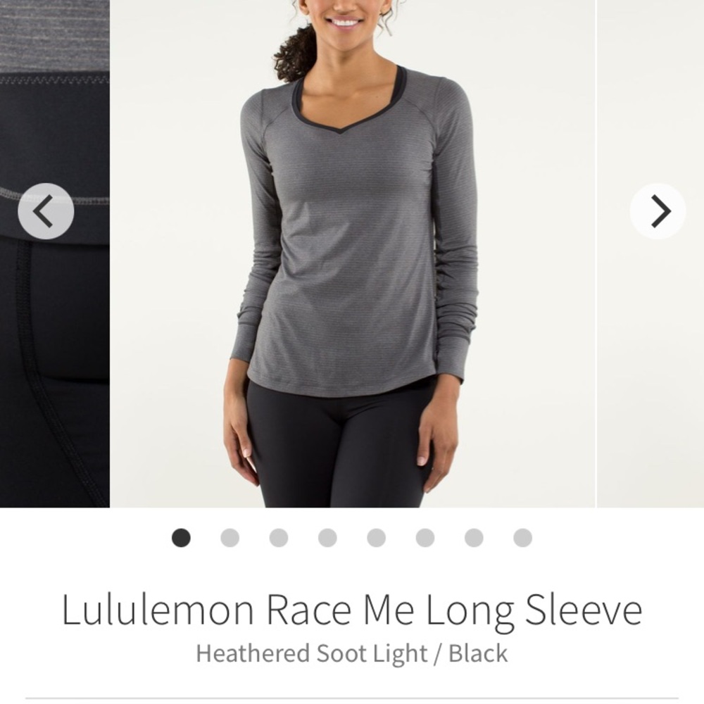 Lululemon Race Me Long Sleeve 8 Heathered Soot Light / Black